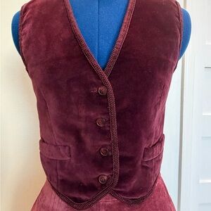 Vintage 90s Liz Claiborne Burgundy Velvet Buttoned Vest